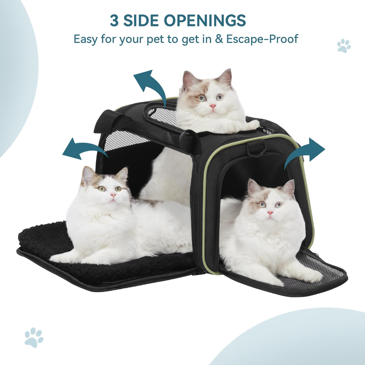 Resigilat| Petsfit geanta transport pentru pisici si caini mici, S, neagra, pentru avion, cu curea de siguranta si covoras extensibil