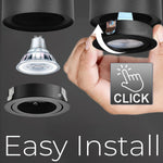 Resigilat|Maclean MCE422 B corp de iluminat pentru tavan, GU10, LED si halogen pana la 40W, aplicat, orientabil, aluminiu, negru, rotund