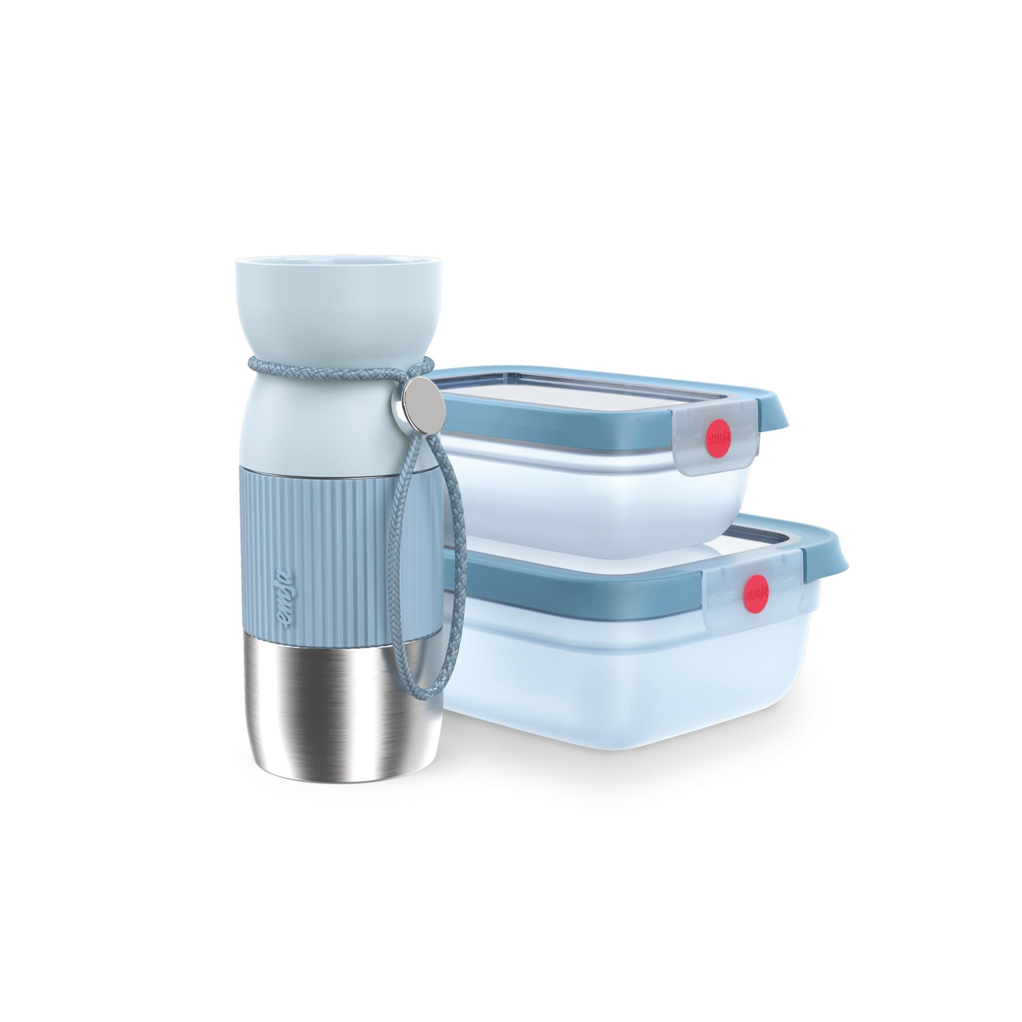 Resigilat|EMSA beYou Office Set, recipiente etanse 0,5 L si 1,2 L, cana BeYou 0,36 L, albastru, N2195450