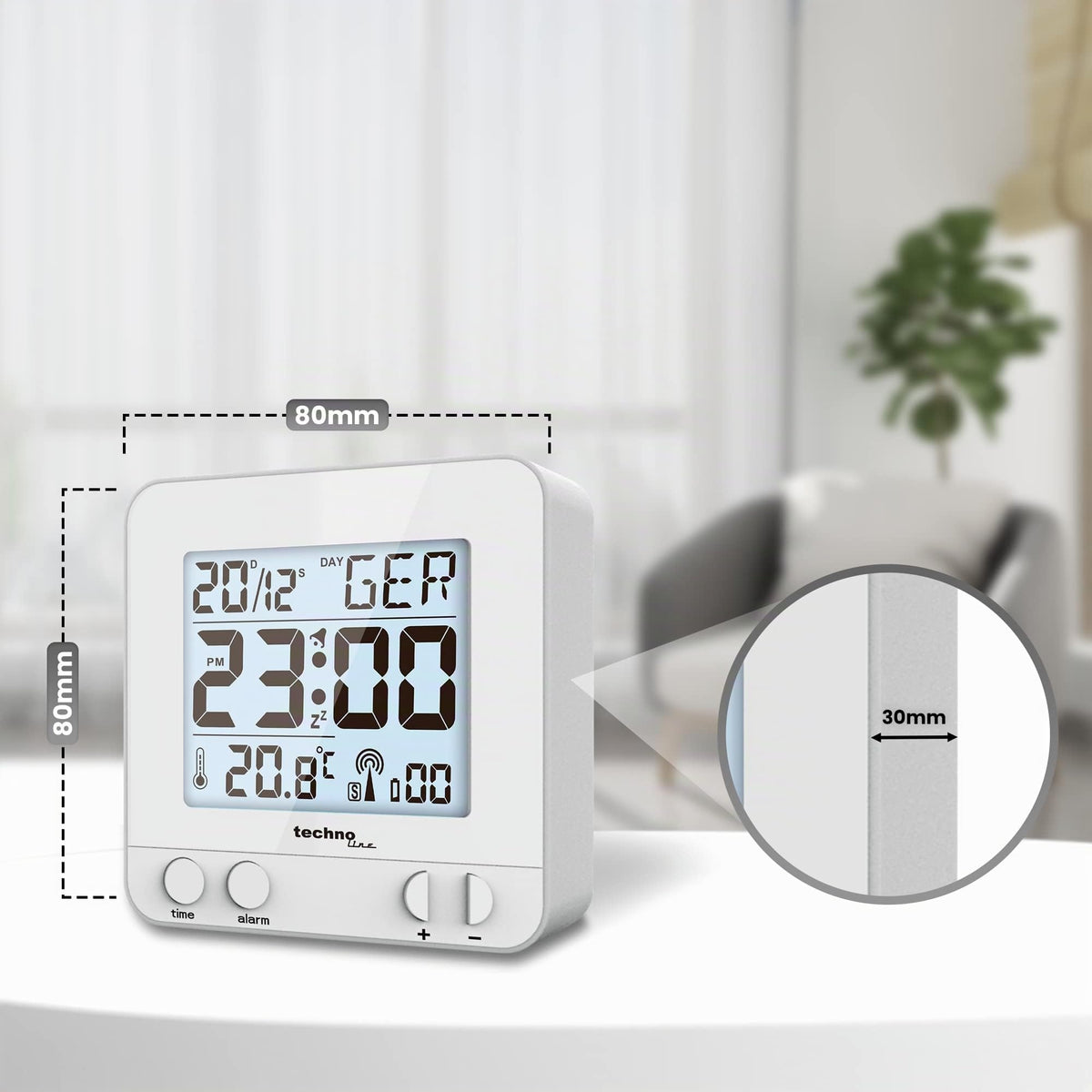 Resigilat|Technoline WT 235 ceas desteptator radio DCF77, afisaj LCD mare, temperatura interioara, data, ziua saptamanii, argintiu