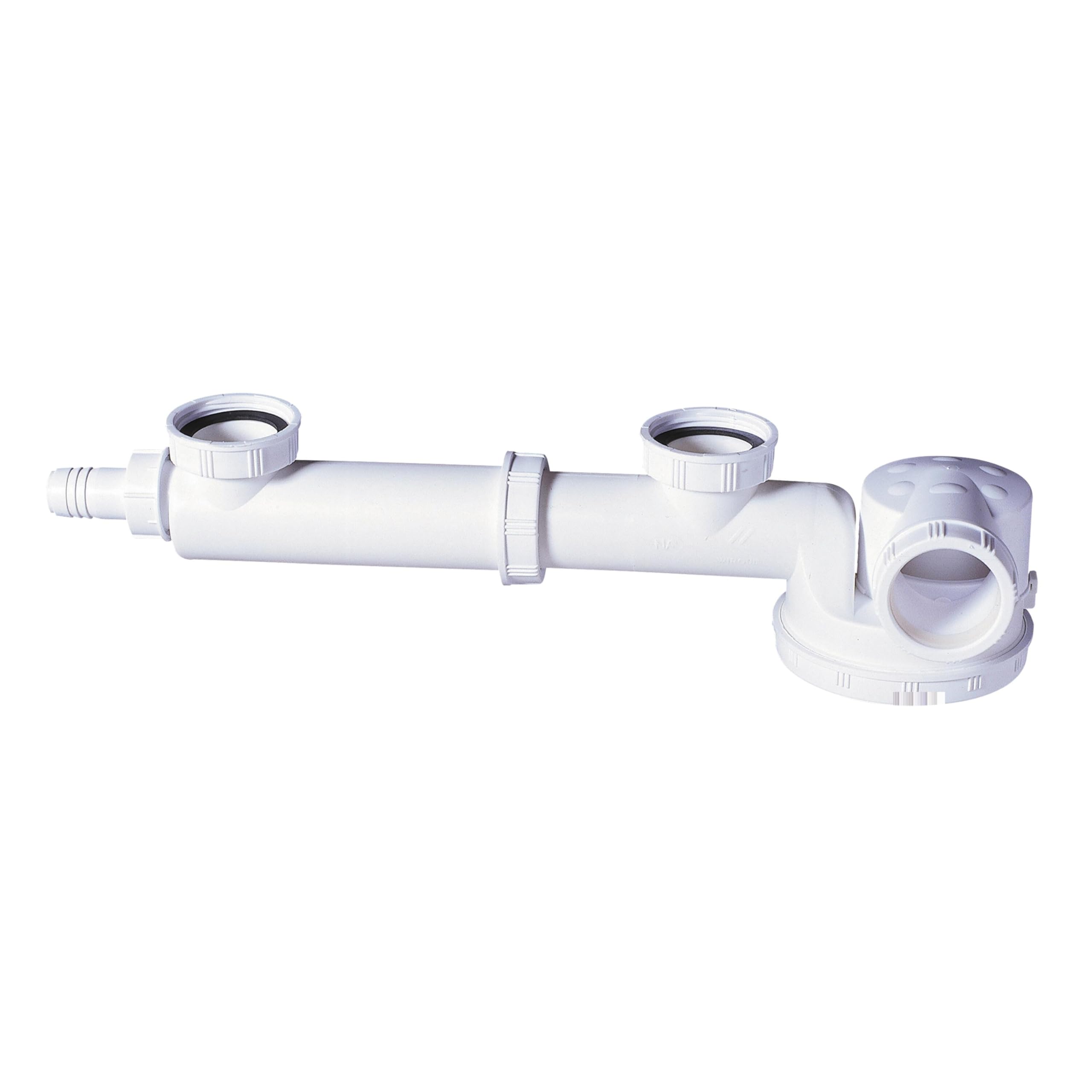 Wirquin 30723640 Spülbeckensiphon mit 2 Becken, weiß