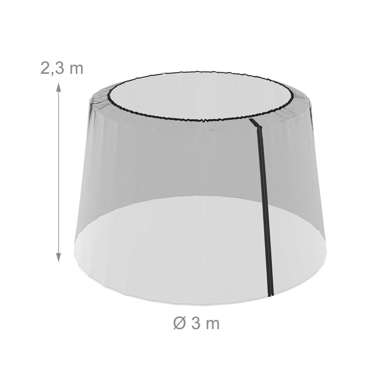 Resigilat|Relaxdays plasa anti-insecte pentru umbrela de soare, 250-300 cm, usa cu fermoar, protectie impotriva insectelor, poliester, neagra