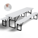 Resigilat|GFCC set 3 piese huse elastice pentru set de masa si banci de bere, albe, 220 x 50 cm