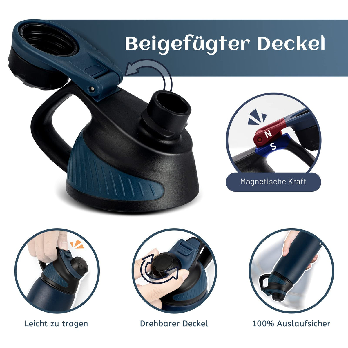 Resigilat|FJbottle sticla sport din inox cu capac magnetic, 1 L, 800 ml sau 600 ml, pentru bicicleta, scoala si fitness