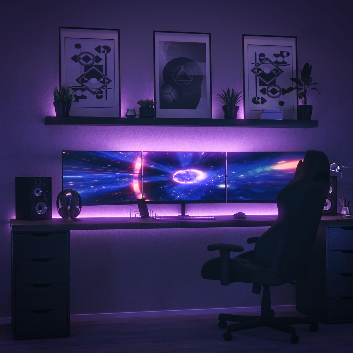 Resigilat|B.K.Licht banda LED RGB 5 m cu telecomanda, lumina colorata, dimabila, schimbare culori, pentru decor camera si gaming