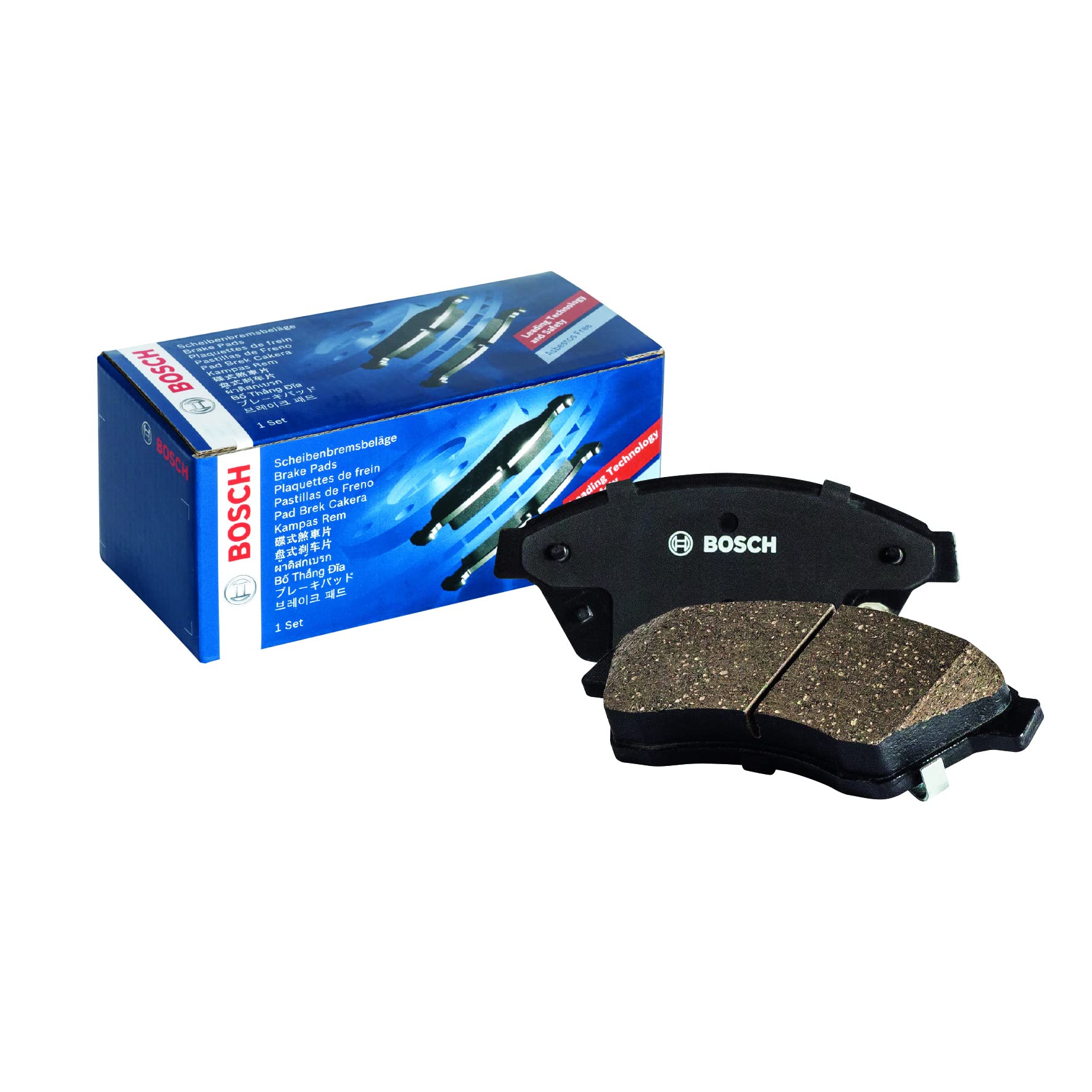 Bosch BP281 - Brake Pads Car Front Axle - Bosch Quality - Reduced Noise and Dust - ECE-R90 Certified - Copper-Free - 1 Set of 4 Pads - With Accessories