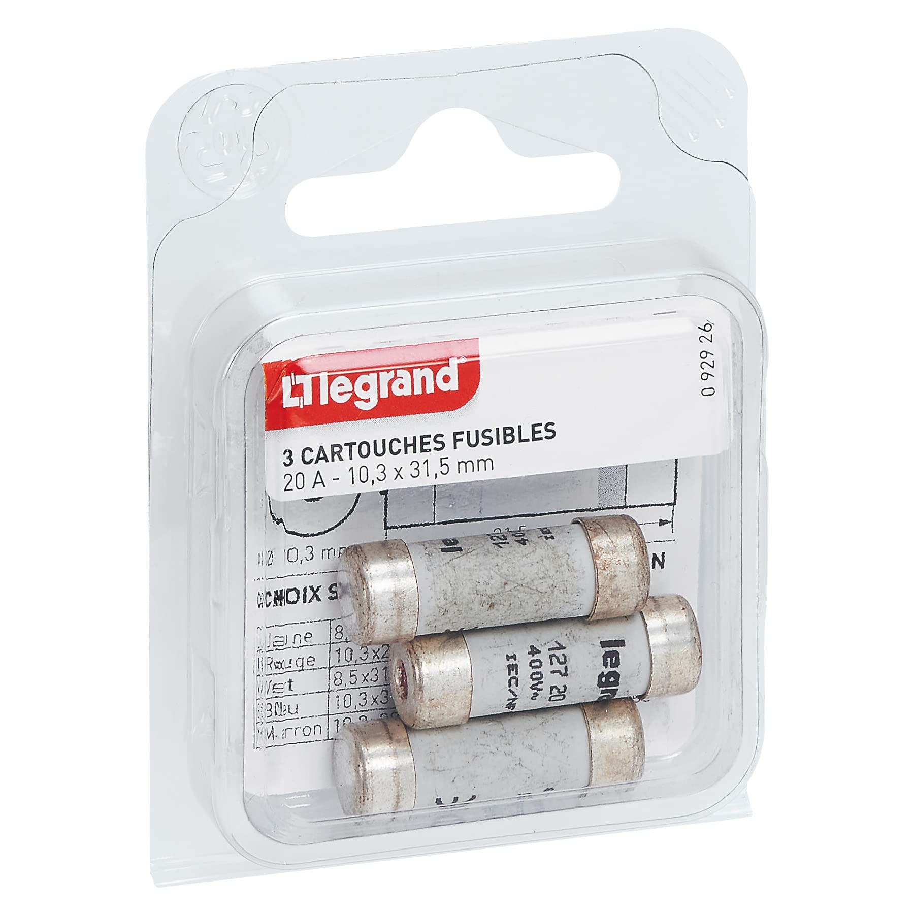 |Resigilat|Legrand leg92926 Cartridge Fuses 20 A 10.3 x 31.5 mm Set of 3