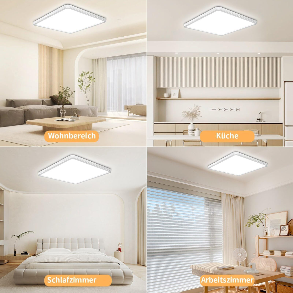 Resigilat|Seruno X lampa LED de tavan 24W, 3200lm, 3000K/4000K/6000K, IP54, ultra-subtire, patrata, Ø29cm, pentru baie si interior