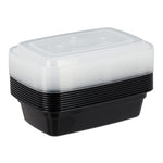 Resigilat|Set 10 caserole Meal Prep Relaxdays, 1 compartiment, 1000 ml, etanse, compatibile cu microunde, plastic, negre