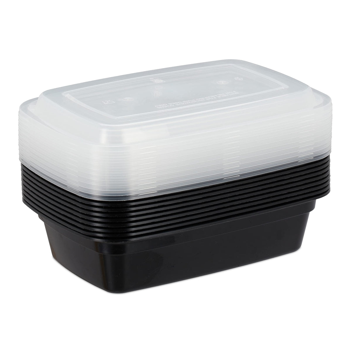 Resigilat|Set 10 caserole Meal Prep Relaxdays, 1 compartiment, 1000 ml, etanse, compatibile cu microunde, plastic, negre