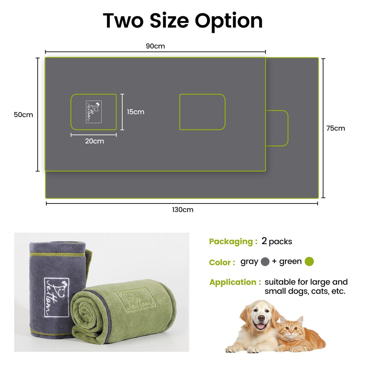 Resigilat|PETTOM Prosoape pentru Caini, 2 Bucati, Microfibra, 130 x 75 cm, Prosoape pentru Uscarea Cainilor