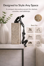 Resigilat|ULVEOL sculptura abstracta din metal, cuplu, barbat care ridica femeia, decor modern, finisaj bronz, pentru raft, living si dormitor