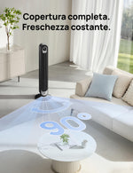 DREO Ventilatore a Torre 106cm, Potente 8.53 m/s, Ventilatori a Colonna Silenzioso con Telecomando, 9 Velocità, 4 Modalità, Oscillazione a 90°, Timer da 12H, per Camera da Letto, Stanze Grandi