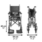 PEPE Mobility Scaun cu rotile pliabil și ușor, din oțel, cu șezut de 38 cm
