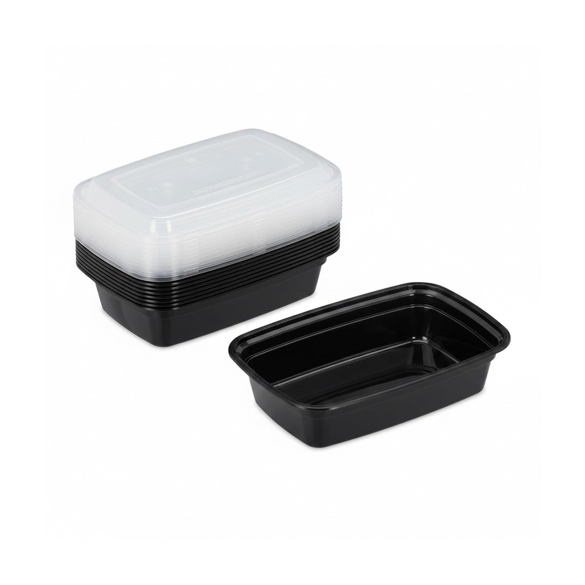 Resigilat|Set 10 caserole Meal Prep Relaxdays, 1 compartiment, 1000 ml, etanse, compatibile cu microunde, plastic, negre