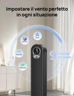 DREO Ventilatore a Torre 106cm, Potente 8.53 m/s, Ventilatori a Colonna Silenzioso con Telecomando, 9 Velocità, 4 Modalità, Oscillazione a 90°, Timer da 12H, per Camera da Letto, Stanze Grandi