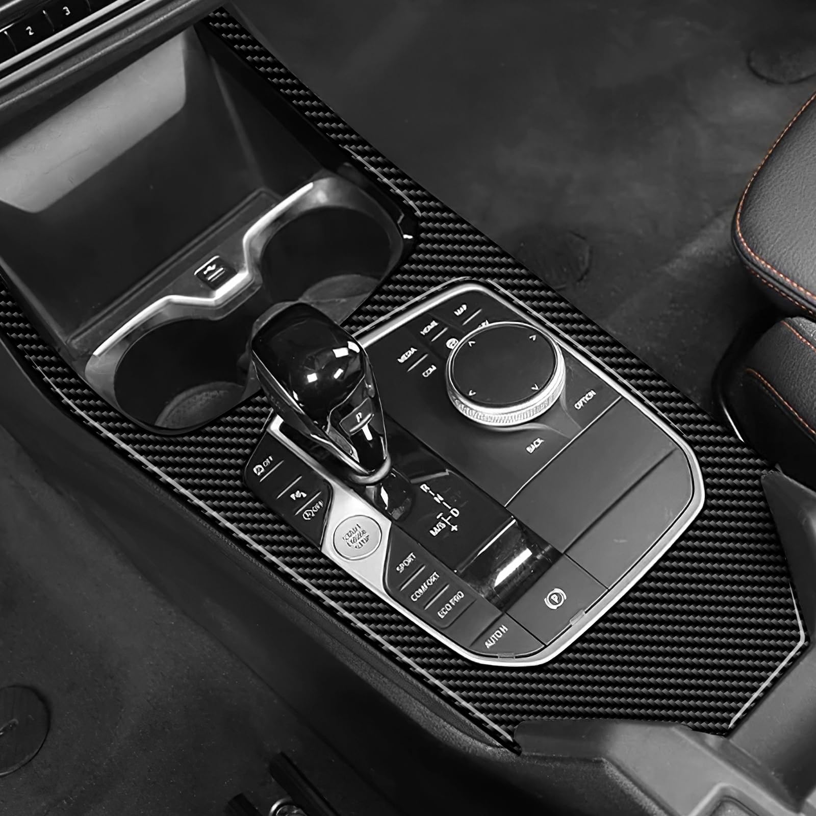 KUNGKIC Für BMW 1 Series 2 Series F40 F44 2020 2021 2022 2023 2024 Zubehör Kohlefaser Auto Schalttafel Abdeckung Getrieberahmen Gangschaltung Paneel Innenraum Dekorative,Geschenk (Schwarz)