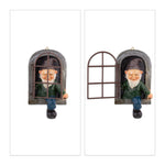Resigilat|Relaxdays pitic cu fereastra, decoratiune rezistenta la intemperii pentru trunchi de copac, 15 x 8 cm, agatat, rasina, multicolor