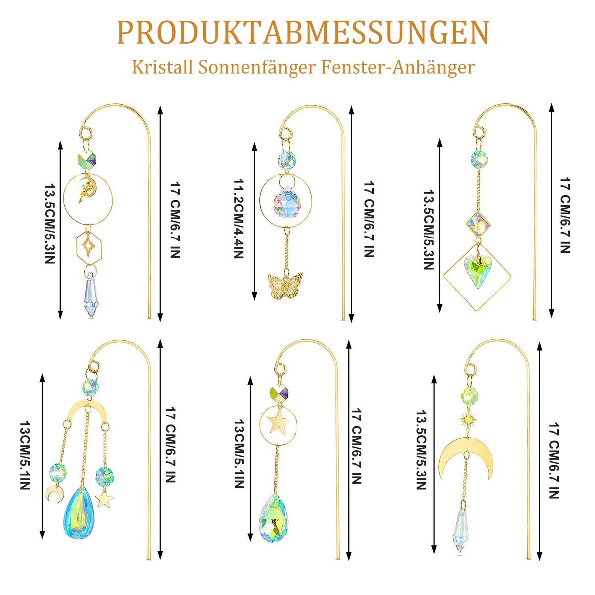 Resigilat|6 Decoratiuni Cristal pentru Ghivece, Suncatcher, Luna, Stea, Fluture si Inima, Prisme, Efecte de Lumina