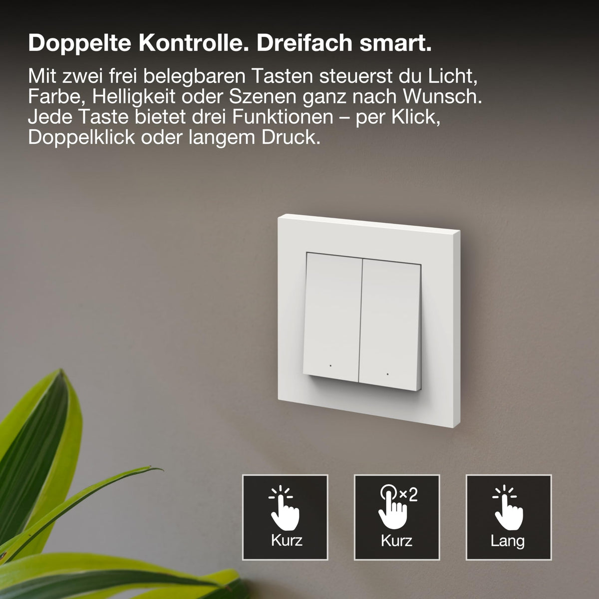 Resigilat|OSRAM SMART+ WiFi intrerupator de perete, 2 butoane, magnetic, reincarcabil USB-C, autonomie 6 luni, compatibil Alexa, alb