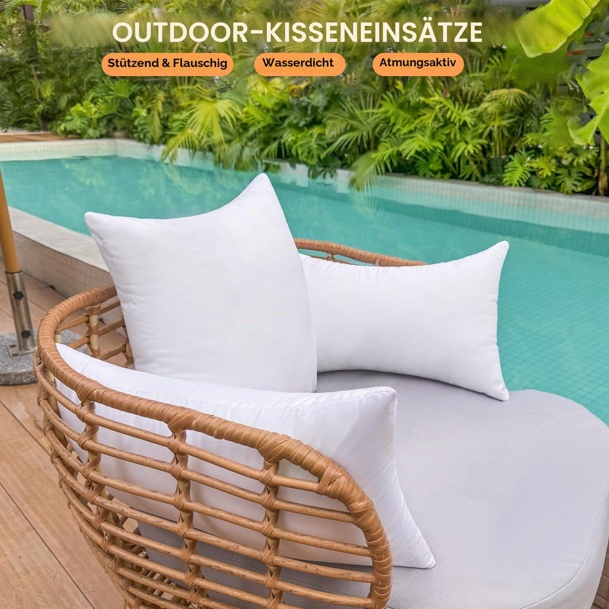 Resigilat|OTPIPCS set 2 perne decorative impermeabile, 45 x 45 cm, albe, pentru canapea, gradina, terasa si mobilier exterior
