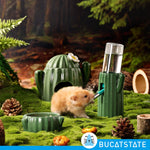 Resigilat|Bucatstate sticla de apa pentru hamsteri cu suport, 120 ml, etansa, cu duza, pentru porcusori de Guineea, iepuri, chinchilla si sobolani, verde