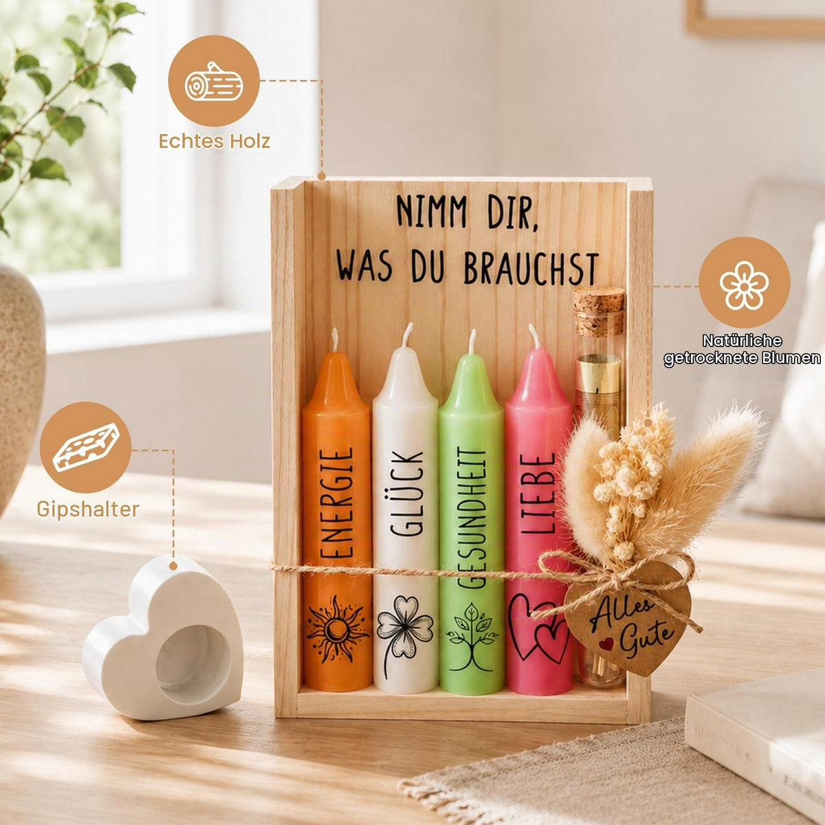 Resigilat|Set cadou de lumanari „Ia-ti ceea ce ai nevoie”, lumanare decorativa cu mesaj