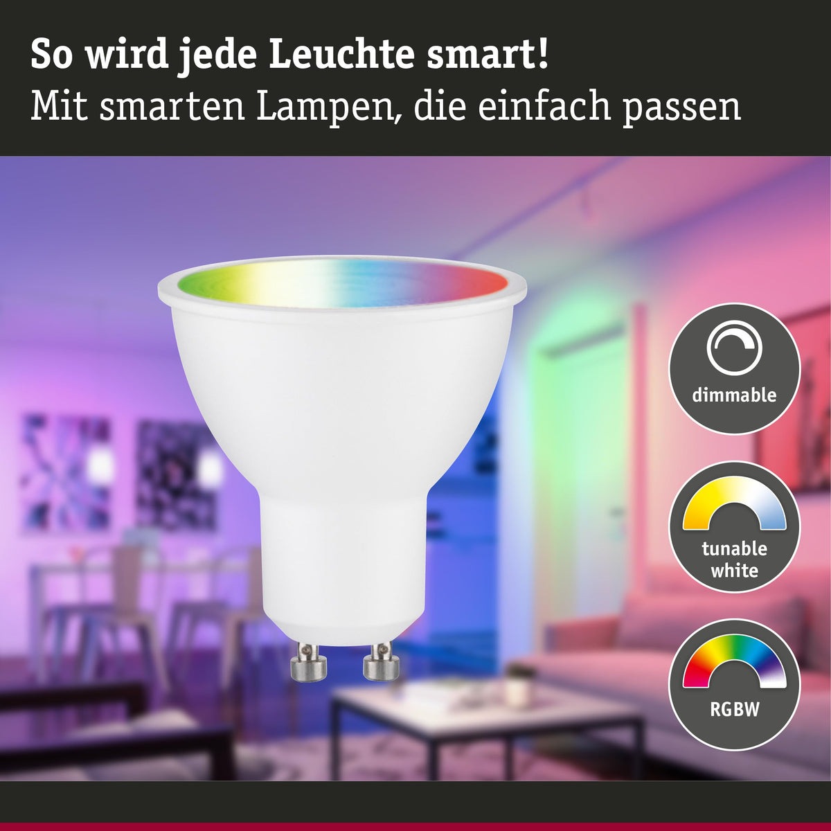 Resigilat|Paulmann 29147 bec LED Smart Home Zigbee GU10, 350 lm, 4,8W, RGBW+, reglabil, alb mat