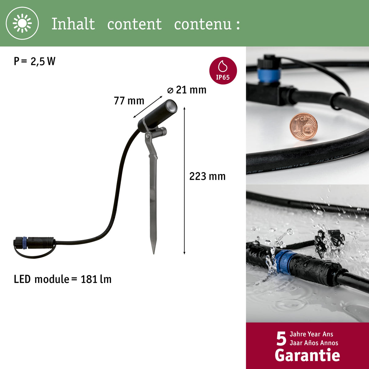 Resigilat|Paulmann 93997 Plug & Shine Plantini Spot 3000K, 1,4W, 24V, 40°, Antracit, Corp Iluminat Exterior pentru Gradina