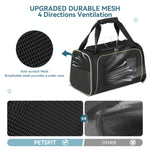 Resigilat| Petsfit geanta transport pentru pisici si caini mici, S, neagra, pentru avion, cu curea de siguranta si covoras extensibil