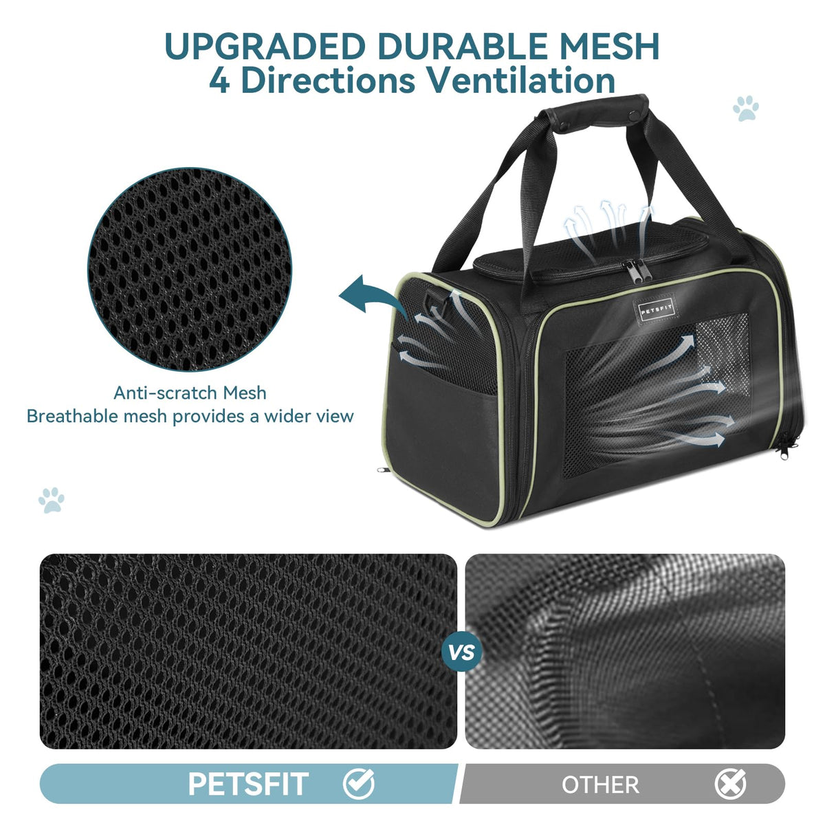 Resigilat| Petsfit geanta transport pentru pisici si caini mici, S, neagra, pentru avion, cu curea de siguranta si covoras extensibil