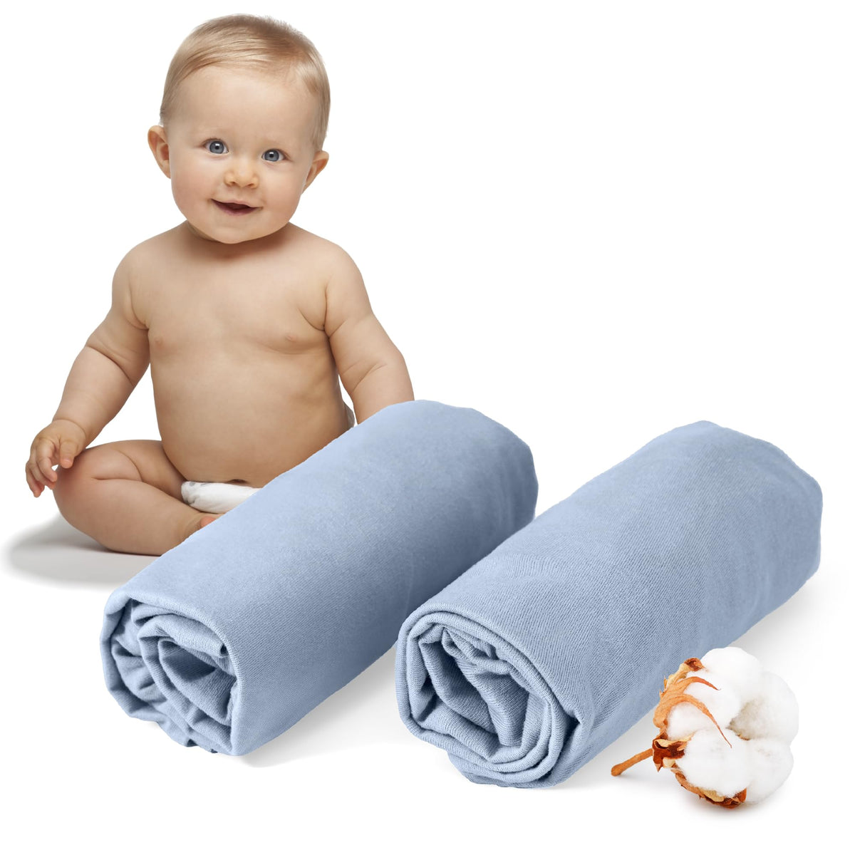 Resigilat|Dreamzie set 2 cearsafuri cu elastic pentru bebelusi, 70 x 140 cm, 100% bumbac Jersey