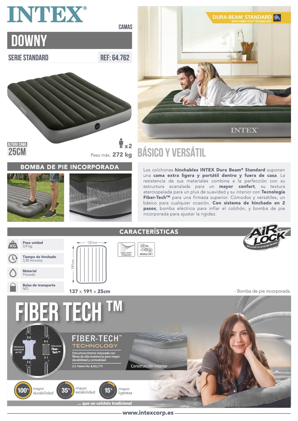 FULL DURA-BEAM DOWNY AIRBED WITH FOOT BIP