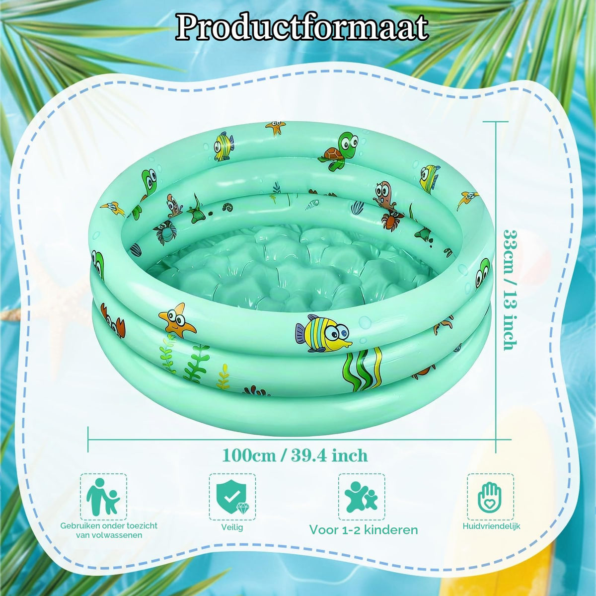 Resigilat|Piscina gonflabila pentru copii Ø100 cm, piscina mica cu 3 inele, pentru familie, gradina, curte si activitati outdoor
