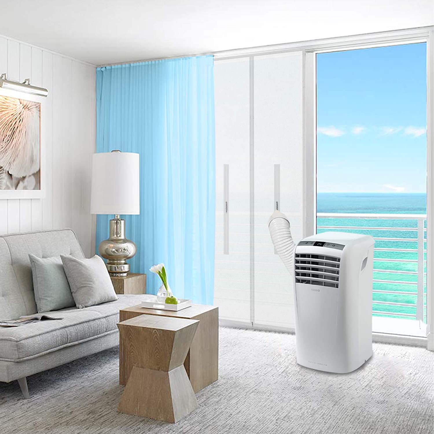 Resigilat|HOOMEE etansare usa pentru aer conditionat mobil si uscator cu evacuare, Hot Air Stop, cu fermoar, 90 x 210 cm