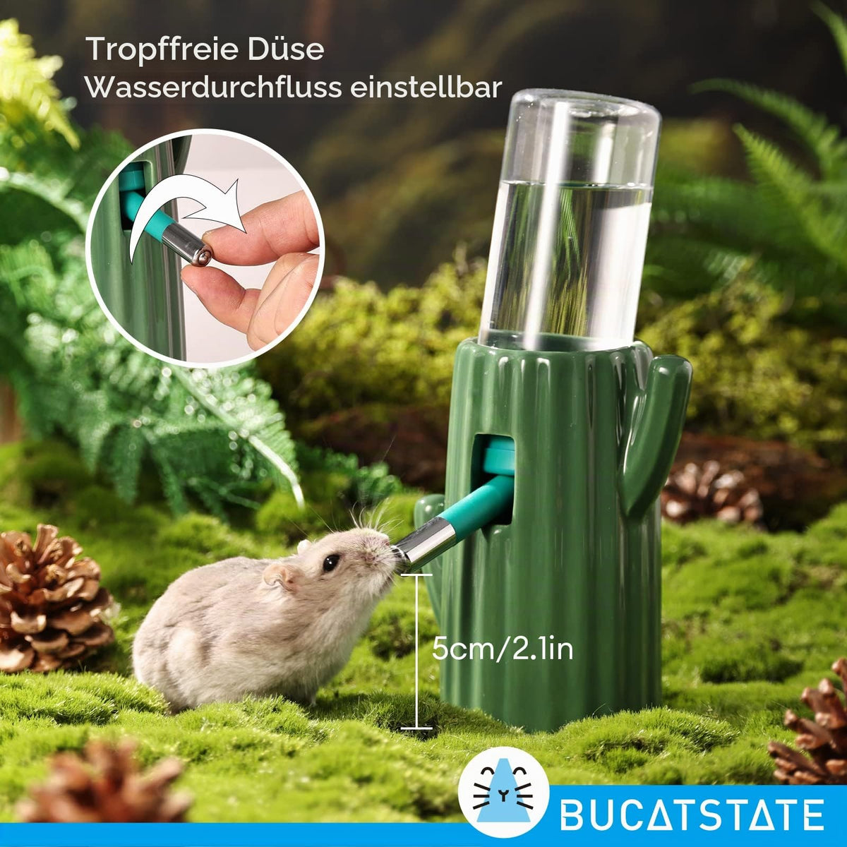 Resigilat|Bucatstate sticla de apa pentru hamsteri cu suport, 120 ml, etansa, cu duza, pentru porcusori de Guineea, iepuri, chinchilla si sobolani, verde