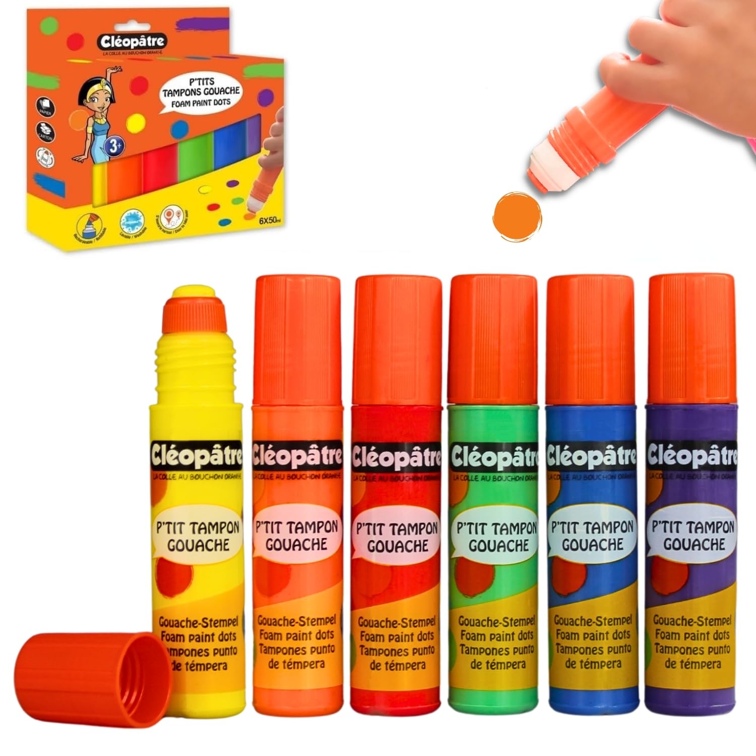 Resigilat|CLEOPATRE set 6 markere cu punct, 50 ml, pentru copii, activitati creative si hobby-uri