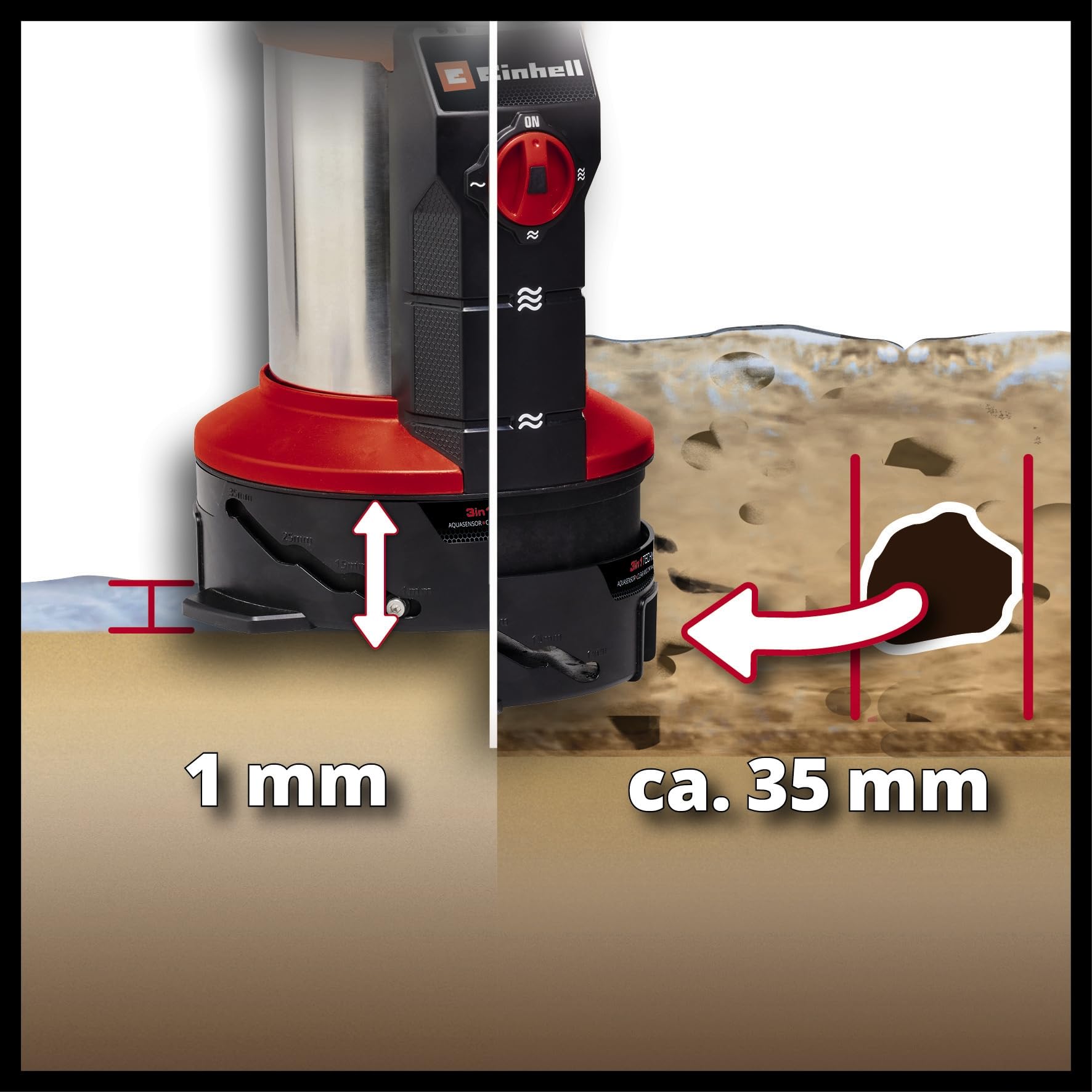 Einhell Schmutzwasserpumpe GE-DP 7935 N-A LL ECO 3-in-1 (790 W, Aquasensor, Ø 35 mm Fremdpartikelgröße, max. 19.500 L/h Fördermenge, inkl. Quick-Connector & Universaladapter)
