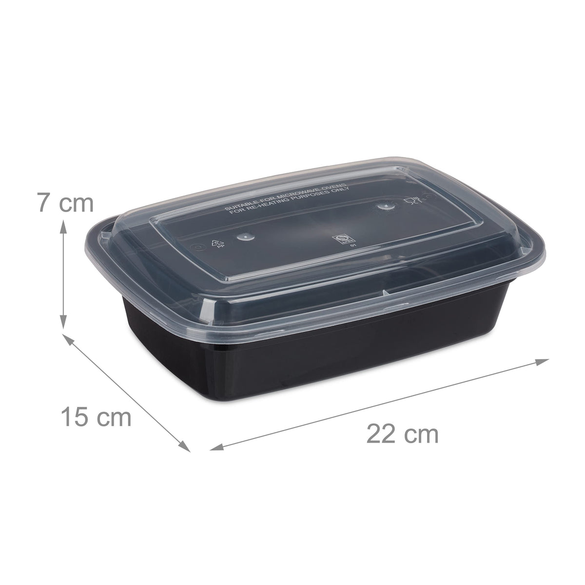 Resigilat|Set 10 caserole Meal Prep Relaxdays, 1 compartiment, 1000 ml, etanse, compatibile cu microunde, plastic, negre