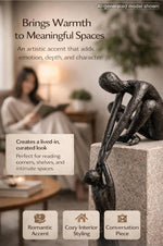 Resigilat|ULVEOL sculptura abstracta din metal, cuplu, barbat care ridica femeia, decor modern, finisaj bronz, pentru raft, living si dormitor