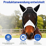 Resigilat|HH-uytnglo Masca pentru Cai cu Urechi, Protectie UV, Plasa Respirabila, Inchidere Velcro, Protectie Impotriva Insectelor, Negru L
