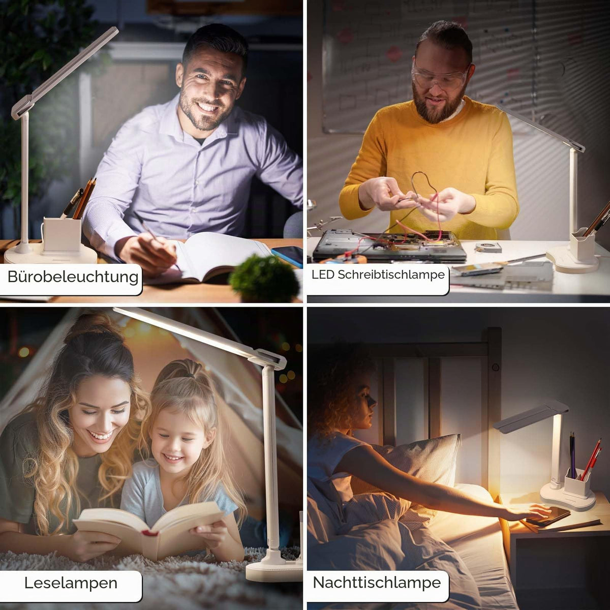 |Resigilat| Vinabo lampă birou LED USB, 3 luminozități, 3 culori, tactilă, pliabilă, portabilă, intensitate reglabilă, pentru citit și studiu, birou