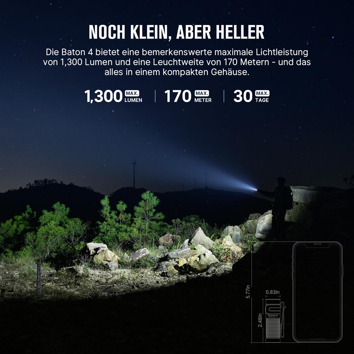 Resigilat|OLIGHT Baton 4 lanterna LED compacta, reincarcabila, pentru utilizare zilnica
