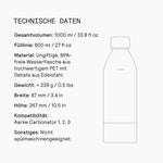 Resigilat|Set 2 sticle PET Aarke pentru aparate de carbonatare Carbonator 3, fara BPA, 1000 ml, detalii din inox