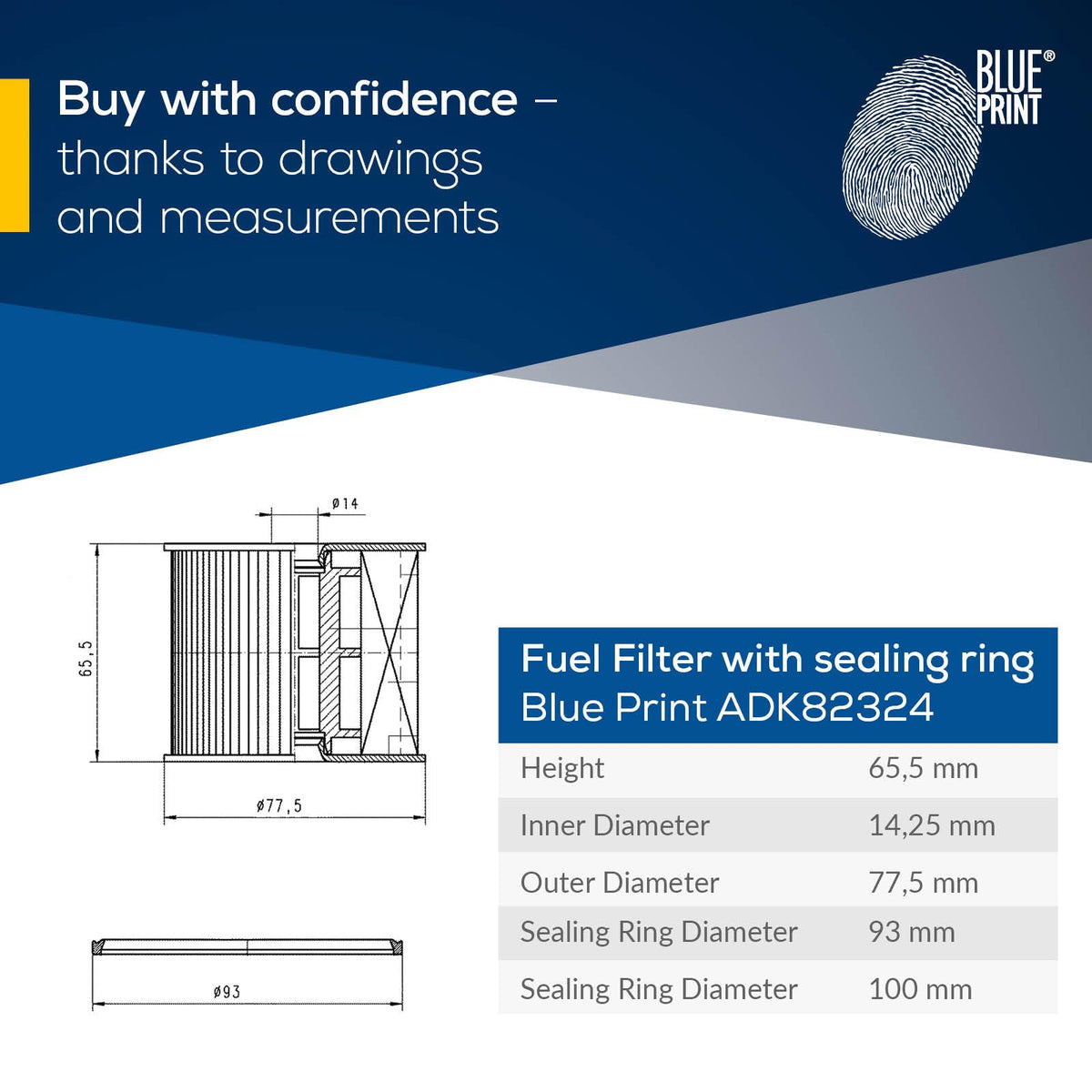 Resigilat| Blue Print - ADK82324 - Filtru de combustibil cu garnitura