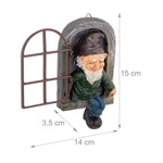 Resigilat|Relaxdays pitic cu fereastra, decoratiune rezistenta la intemperii pentru trunchi de copac, 15 x 8 cm, agatat, rasina, multicolor