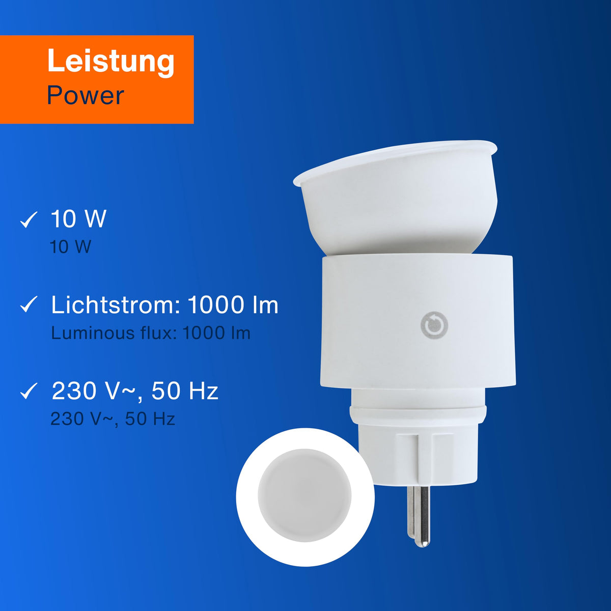 Resigilat|REV lampa cu priza, reglabila in 4 trepte, 10W, 850 lm, 3000K, alba