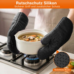 Resigilat|Set manusi de cuptor rezistente la caldura pana la 300°C, manusi pentru vase, negre