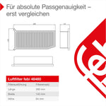 febi bilstein 48480 Filtru de aer, 1 bucată