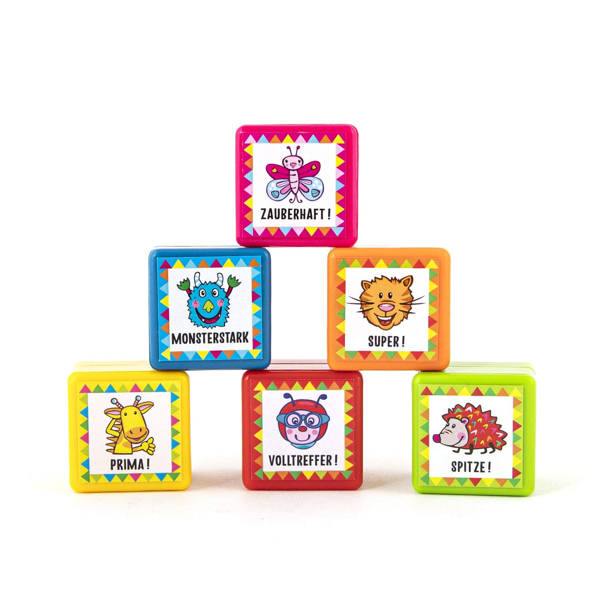 Resigilat|TRENDHAUS 601421 set 6 stampile auto-tusante pentru profesori, cu motive animale, Ø3 cm, pentru prescolari si scoala primara